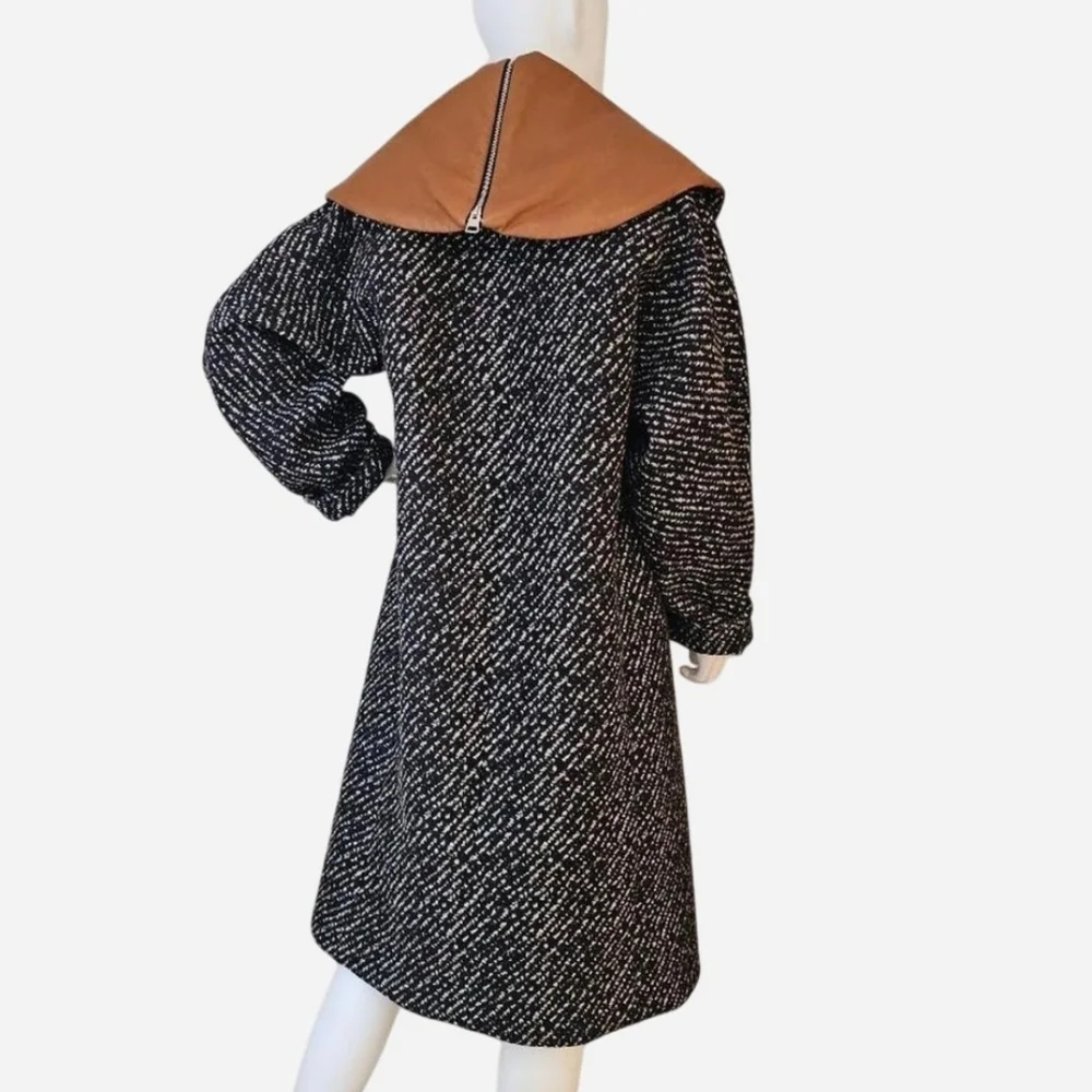 JW ANDERSON Women's Black and White Shawl‎ Collar Waddled Coat. Sz 2